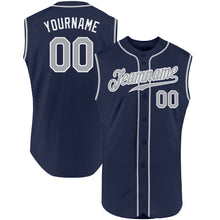 Load image into Gallery viewer, Custom Navy Gray-White Authentic Sleeveless Baseball Jersey