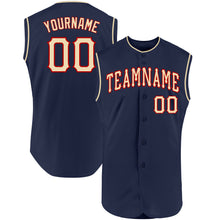 Load image into Gallery viewer, Custom Navy Cream-Red Authentic Sleeveless Baseball Jersey