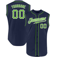 Load image into Gallery viewer, Custom Navy Neon Green-White Authentic Sleeveless Baseball Jersey