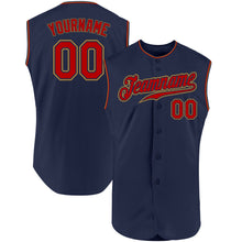 Load image into Gallery viewer, Custom Navy Red-Old Gold Authentic Sleeveless Baseball Jersey