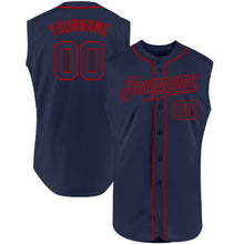 Load image into Gallery viewer, Custom Navy Navy-Red Authentic Sleeveless Baseball Jersey
