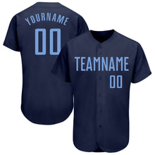 Load image into Gallery viewer, Custom Navy Light Blue Authentic Baseball Jersey