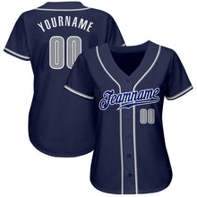 Load image into Gallery viewer, Custom Navy Gray-White Authentic Baseball Jersey
