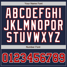 Load image into Gallery viewer, Custom Navy Red Pinstripe Red-White Authentic Baseball Jersey