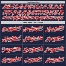 Load image into Gallery viewer, Custom Navy Red Pinstripe Red-White Authentic Baseball Jersey