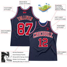 Load image into Gallery viewer, Custom Navy Red-White Authentic Throwback Basketball Jersey