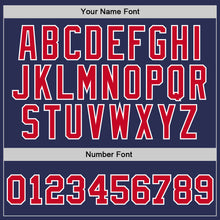 Load image into Gallery viewer, Custom Navy Red-White Authentic Throwback Basketball Jersey