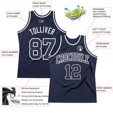 Load image into Gallery viewer, Custom Navy Navy-White Authentic Throwback Basketball Jersey