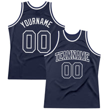 Load image into Gallery viewer, Custom Navy Navy-White Authentic Throwback Basketball Jersey