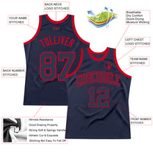 Load image into Gallery viewer, Custom Navy Navy-Red Authentic Throwback Basketball Jersey