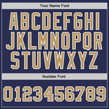 Load image into Gallery viewer, Custom Navy Old Gold-White Authentic Throwback Basketball Jersey