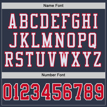 Load image into Gallery viewer, Custom Navy Red-White Mesh Authentic Throwback Football Jersey
