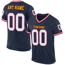 Load image into Gallery viewer, Custom Navy White-Maroon Mesh Authentic Throwback Football Jersey