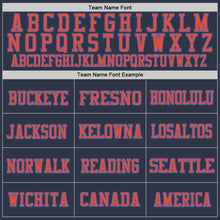 Load image into Gallery viewer, Custom Navy Orange-Blue Mesh Authentic Throwback Football Jersey