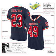 Load image into Gallery viewer, Custom Navy Red-Cream Mesh Authentic Throwback Football Jersey