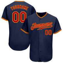 Load image into Gallery viewer, Custom Navy Red-Gold Authentic Baseball Jersey