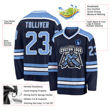 Load image into Gallery viewer, Custom Navy Light Blue-White Hockey Jersey