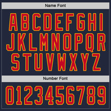 Load image into Gallery viewer, Custom Navy Red-Gold Hockey Jersey