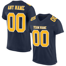 Load image into Gallery viewer, Custom Navy Gold-White Mesh Authentic Football Jersey