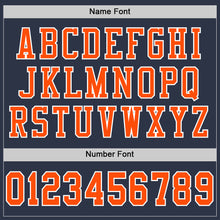 Load image into Gallery viewer, Custom Navy Orange-White Mesh Authentic Football Jersey