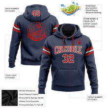 Load image into Gallery viewer, Custom Stitched Navy Red-White Football Pullover Sweatshirt Hoodie