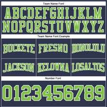 Load image into Gallery viewer, Custom Stitched Navy Neon Green-White Football Pullover Sweatshirt Hoodie
