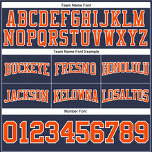Load image into Gallery viewer, Custom Stitched Navy Orange-White Football Pullover Sweatshirt Hoodie