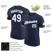 Load image into Gallery viewer, Custom Navy White-Light Blue Performance T-Shirt