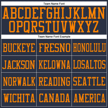 Load image into Gallery viewer, Custom Navy Bay Orange Mesh Authentic Football Jersey