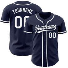 Load image into Gallery viewer, Custom Navy White Authentic Baseball Jersey