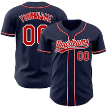 Load image into Gallery viewer, Custom Navy Red-White Authentic Baseball Jersey
