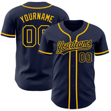 Load image into Gallery viewer, Custom Navy Navy-Gold Authentic Baseball Jersey