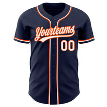 Load image into Gallery viewer, Custom Navy White-Orange Authentic Baseball Jersey