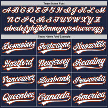 Load image into Gallery viewer, Custom Navy White-Orange Authentic Baseball Jersey