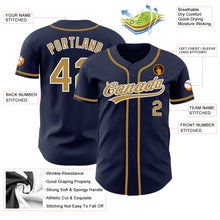 Load image into Gallery viewer, Custom Navy Old Gold-White Authentic Baseball Jersey