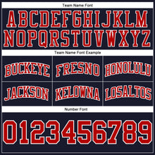 Load image into Gallery viewer, Custom Navy Red-White Authentic Throwback Basketball Shorts