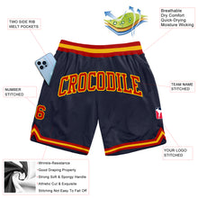 Load image into Gallery viewer, Custom Navy Red-Gold Authentic Throwback Basketball Shorts