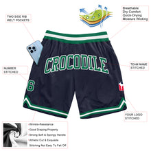 Load image into Gallery viewer, Custom Navy Kelly Green-White Authentic Throwback Basketball Shorts