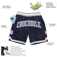 Load image into Gallery viewer, Custom Navy White-Gray Authentic Throwback Basketball Shorts