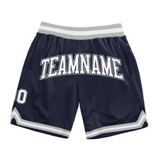 Load image into Gallery viewer, Custom Navy White-Gray Authentic Throwback Basketball Shorts