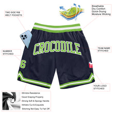 Load image into Gallery viewer, Custom Navy Neon Green-White Authentic Throwback Basketball Shorts