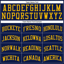 Load image into Gallery viewer, Custom Navy Gold Authentic Throwback Basketball Jersey