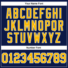 Load image into Gallery viewer, Custom Navy Gold-Light Blue Authentic Throwback Basketball Jersey