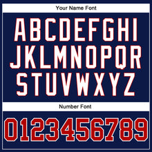 Load image into Gallery viewer, Custom Navy Red-White Authentic Throwback Basketball Jersey