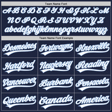 Load image into Gallery viewer, Custom Navy White Pinstripe White-Light Blue Authentic Baseball Jersey