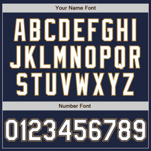 Load image into Gallery viewer, Custom Navy White Pinstripe White-Old Gold Authentic Baseball Jersey