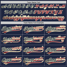 Load image into Gallery viewer, Custom Navy White Pinstripe Vintage USA Flag-Cream Authentic Baseball Jersey