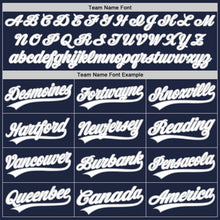 Load image into Gallery viewer, Custom Navy White Pinstripe White-Gray Authentic Baseball Jersey