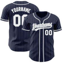 Load image into Gallery viewer, Custom Navy White Pinstripe White-Gray Authentic Baseball Jersey
