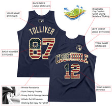 Load image into Gallery viewer, Custom Navy Vintage USA Flag-City Cream Authentic Throwback Basketball Jersey